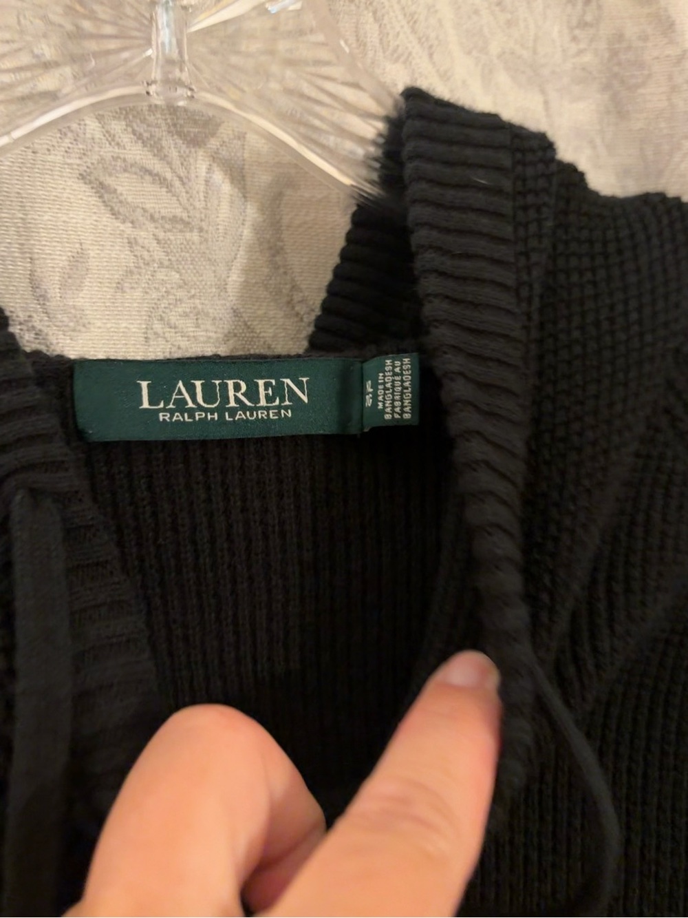 Lauren Ralph Lauren hoodie sweater sweatshirt womens XL black knit runs small - Picture 4 of 14